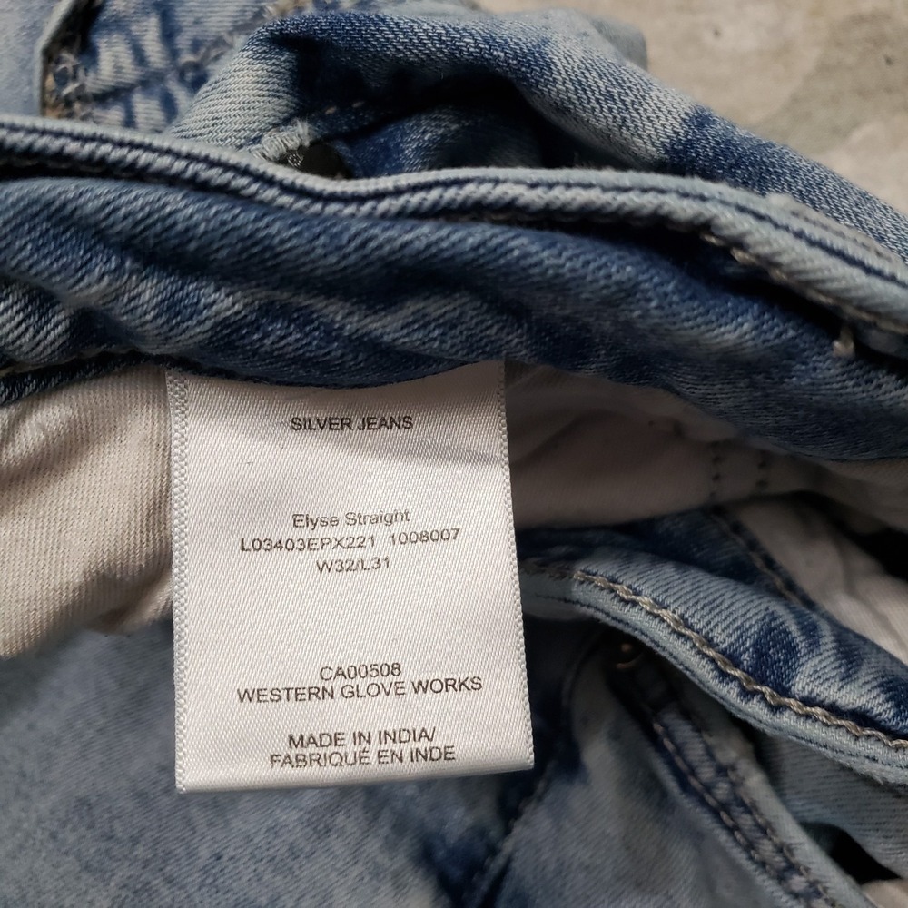 Silver Jeans Womens 32x31 Blue Elyse Straight Denim Light Wash Stretch - Picture 7 of 10